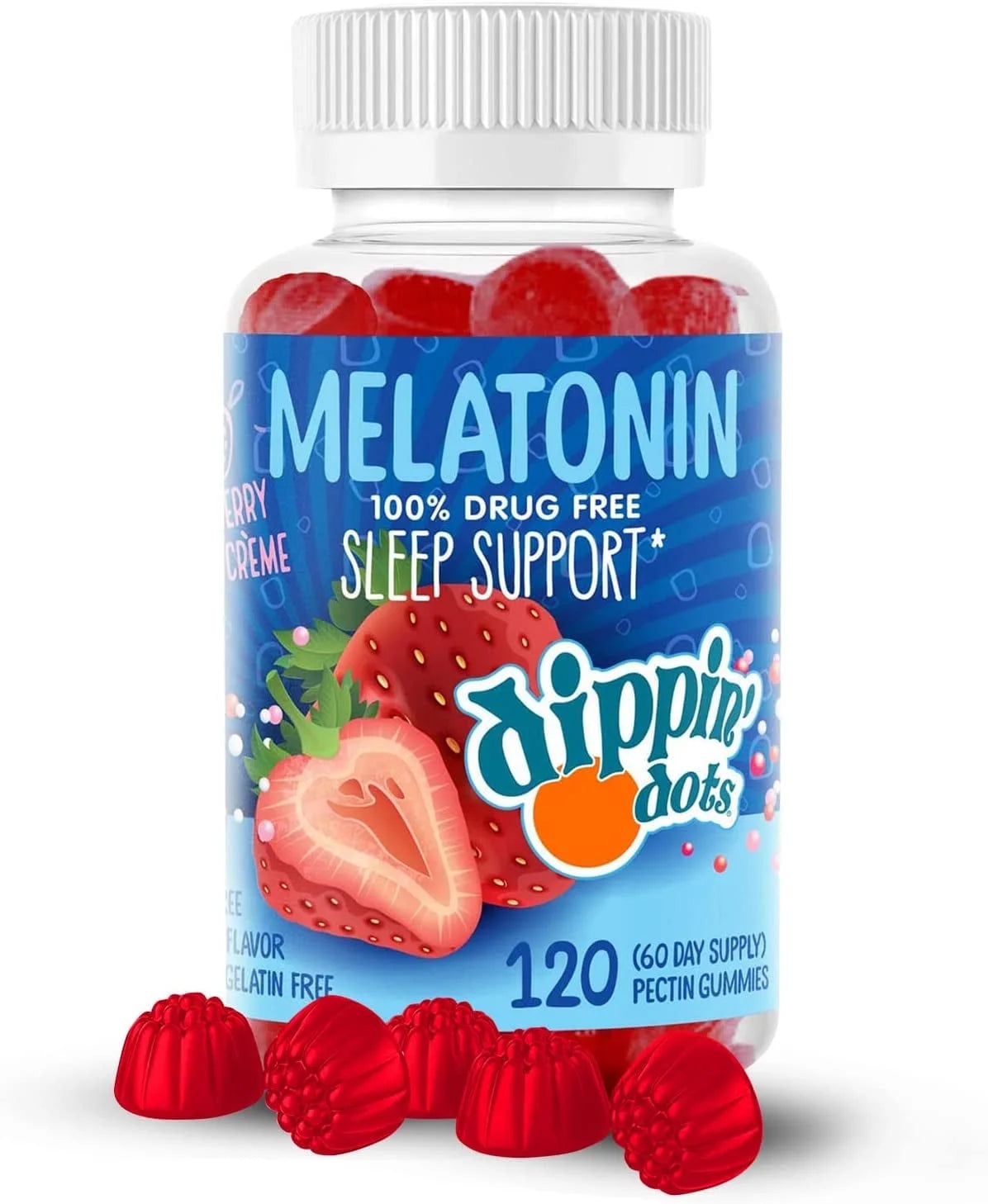 Dippin Dots Veegan Melatonin Gummies Kids & Adults Sleep Support Supplement, 120-Count